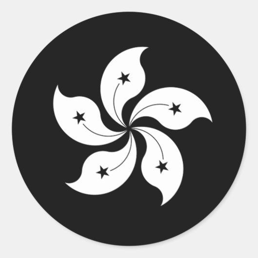 Zwarte Bauhinia-vlag Ronde Sticker (Voorkant)