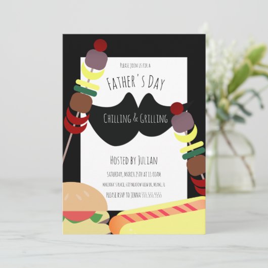 Zwarte BBQ-picknick op Vaderdag Chillen Grillen Kaart (Staand voorkant)