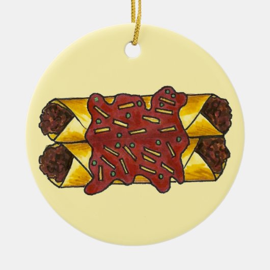 Zwarte Bean Enchiladas Tex Mex Mexicaanse Cuisine Keramisch Ornament (Voorkant)