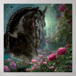 Zwarte Beauty Friese Paard - Poster