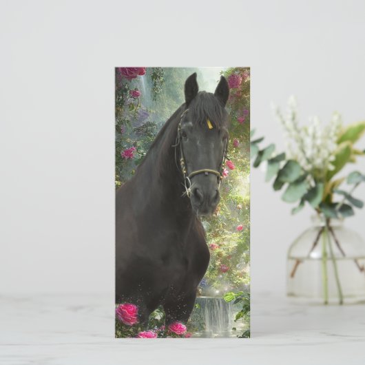 Zwarte Beauty Friese Paard - Wenskaart Feestdagenkaart (Staand voorkant)