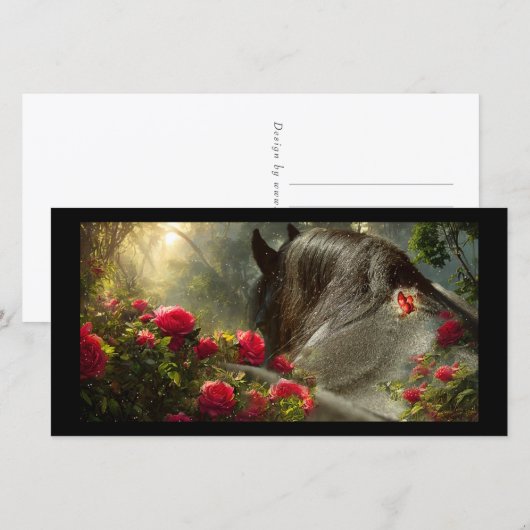 Zwarte Beauty Friese Paard - Wenskaart Feestdagenkaart (Voorkant / Achterkant)