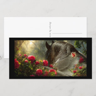 Zwarte Beauty Friese Paard - Wenskaart Feestdagenkaart