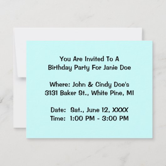 ZWARTE BEAUTY HORSE BIRTHDAY ARTIJ INVITATIE KAART (Achterkant)