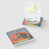 Zwarte Beauty Horse op rode achtergrond Stenen Onderzetter (Zijkant)