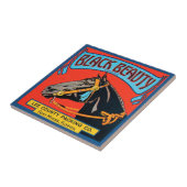 Zwarte Beauty Horse op rode achtergrond Tegeltje (Zijkant)