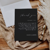 Zwarte bedankbrief, briefje voor servet menu