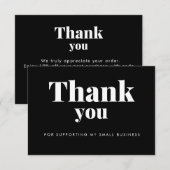 Zwarte Bedankkaart Logo Korting Code (Voorkant / Achterkant)