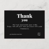 Zwarte Bedankkaart Logo Korting Code (Achterkant)