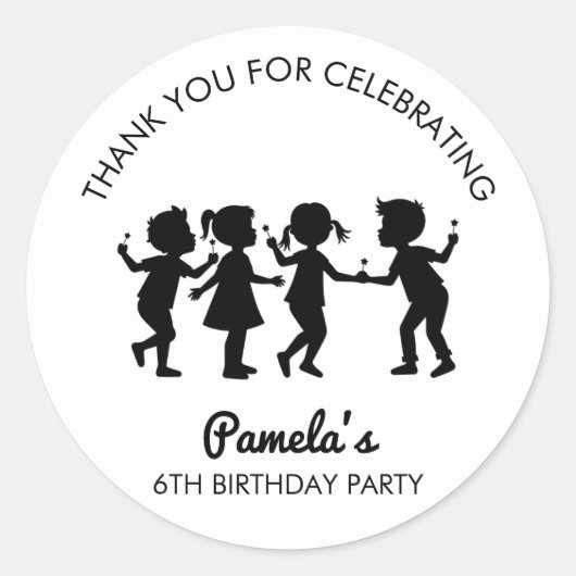 Zwarte Bedankt Cupcake Verjaardagsfeest Sticker (Voorkant)