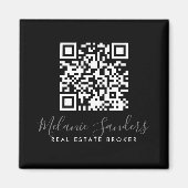 ZWARTE Bedrijfs REAL ESTATE Magnet met CODE QR (Voorkant)
