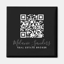 ZWARTE Bedrijfs REAL ESTATE Magnet met CODE QR