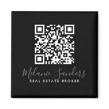 ZWARTE Bedrijfs REAL ESTATE Magnet met CODE QR