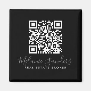 ZWARTE Bedrijfs REAL ESTATE Magnet met CODE QR