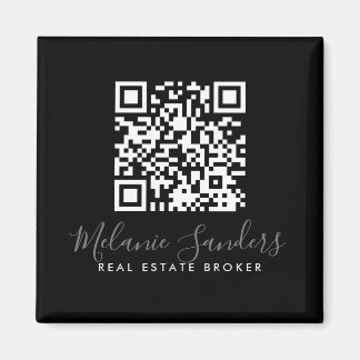 ZWARTE Bedrijfs REAL ESTATE Magnet met CODE QR