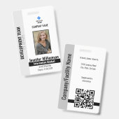 Zwarte bedrijfsbeveiliging QR-code personeelsfoto- Badge (Voor- en achterkant)