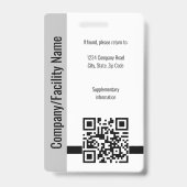 Zwarte bedrijfsbeveiliging QR-code personeelsfoto- Badge (Achterkant)