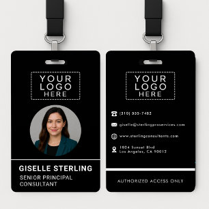 Zwarte bedrijfsfoto ID logo naamlabel op maat Badge