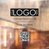Zwarte bedrijfslogo winkelpui QR-code contactgegev Raamsticker (Vel 2)