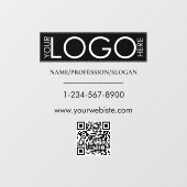 Zwarte bedrijfslogo winkelpui QR-code contactgegev Raamsticker (Vel)