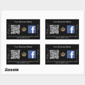 Zwarte bedrijfsnaam gouden kroon qr code Facebook Rechthoekige Sticker (Vel)
