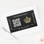 Zwarte bedrijfsnaam gouden kroon qr code rechthoekige sticker (Envelop)