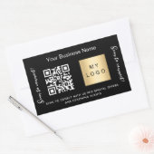 Zwarte bedrijfsnaam gouden logo qr code rechthoekige sticker (Envelop)