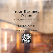 Zwarte bedrijfsnaam Winkelpui QR-code contactgegev Raamsticker (Vel 2)