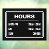 Zwarte bedrijfswinkeluren raamsticker (Vel 3)