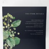 ZWARTE BEELDFOLIAGE GREENERY WATERVERF WEDDING DRIELUIK UITNODIGING (Binnenzijde eerst)