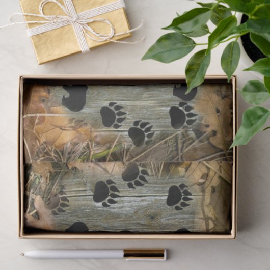 Zwarte Beer Autumn Leafs Tissuepapier (Geschenk)