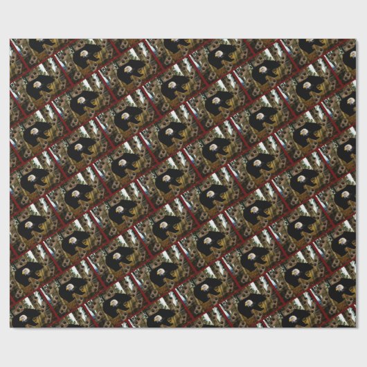 Zwarte Beer Bald Eagle Wilderness Cadeaupapier (Vlak)