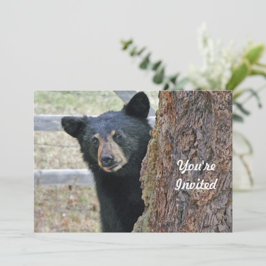 Zwarte Beer Boom Fotodag Kaart (Staand voorkant)