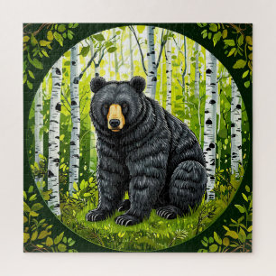 Zwarte Beer Bos Scene Cadeau voor Dierenliefhebber Legpuzzel