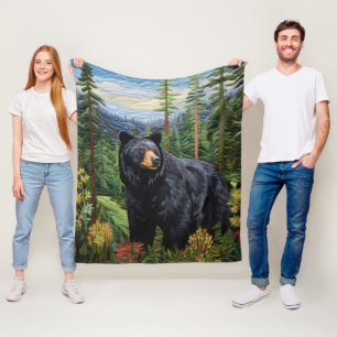 Zwarte Beer Bos Wandelen Fleece Deken