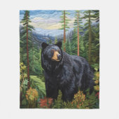 Zwarte Beer Bos Wandelen Fleece Deken (Voorkant)