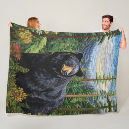 Zwarte Beer Bos Wandelen Fleece Deken