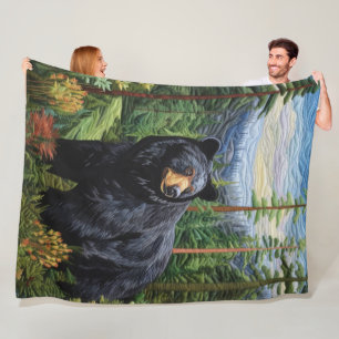 Zwarte Beer Bos Wandelen Fleece Deken