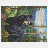 Zwarte Beer Bos Wandelen Fleece Deken (Voorkant (Horizontaal))