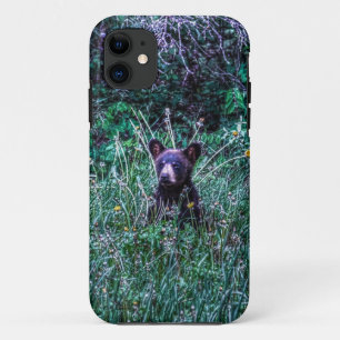 Zwarte Beer Cub & Grasses Wildlife Foto iPhone 11 Hoesje
