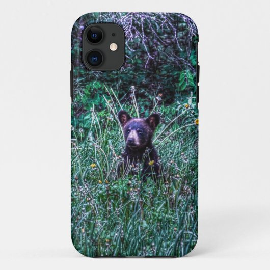 Zwarte Beer Cub & Grasses Wildlife Foto Case-Mate iPhone Case (Achterkant)