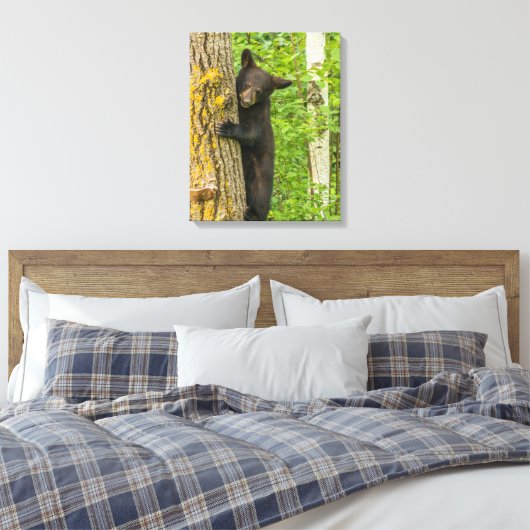 Zwarte Beer Cub | Minnesota Canvas Afdruk (Insitu (Slaapkamer))
