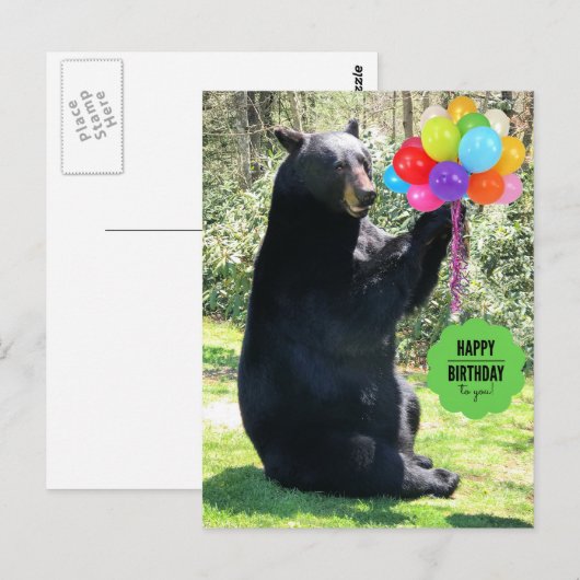 Zwarte Beer - "Cubby - Gefeliciteerd!" Briefkaart (Voorkant / Achterkant)