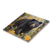 Zwarte Beer en gele boterbloem Tegeltje (Zijkant)