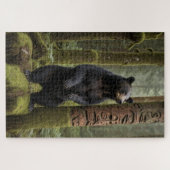 Zwarte Beer en Totem Pole Wildlife Art Legpuzzel (Horizontaal)