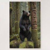 Zwarte Beer en Totem Pole Wildlife Art Legpuzzel (Verticaal)