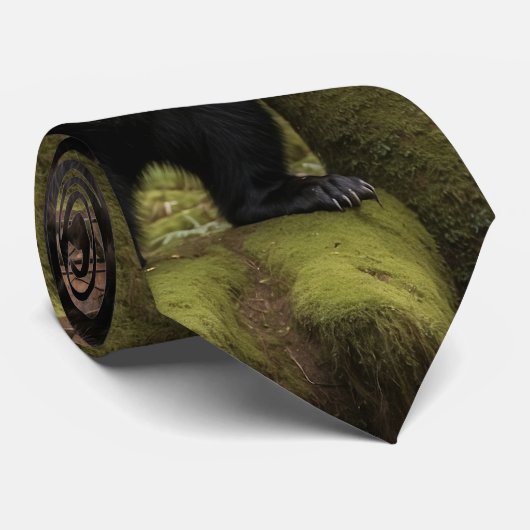 Zwarte Beer en Totem Pole Wildlife Art Stropdas (Opgerold)