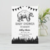 Zwarte beer feest uitnodiging (Staand voorkant)