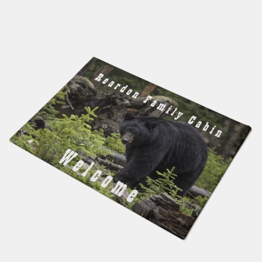 Zwarte Beer Forest Family Cabin, Rustiek, Welkom Deurmat (Schuin)