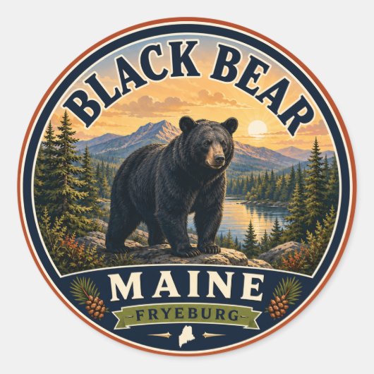 Zwarte Beer Fryeburg Maine Ronde Sticker (Voorkant)